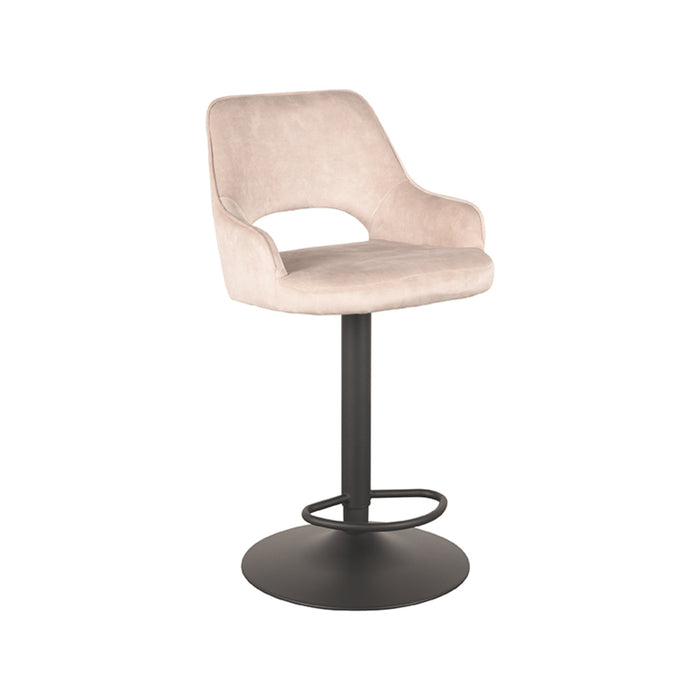 LABEL51 - Barkruk Fer - Naturel Velours - Zwart Metaal