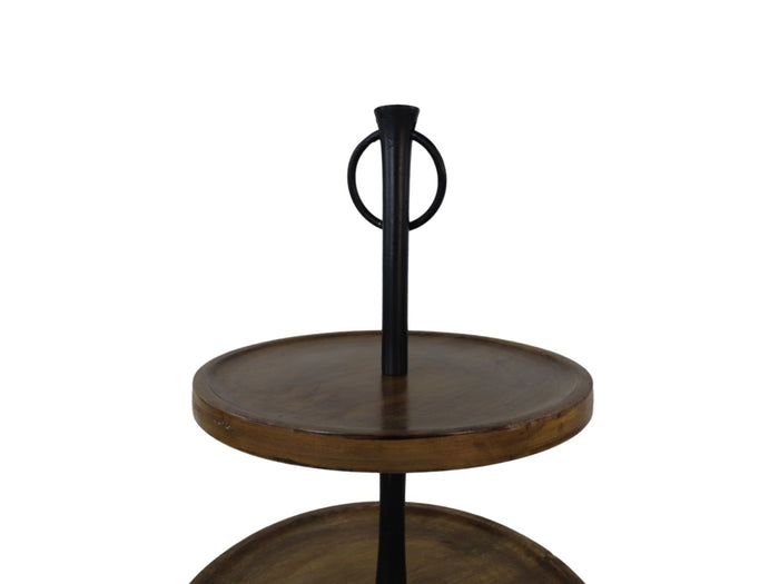 Houten etagere - 30x30x45 - Naturel - Mangohout|aluminium