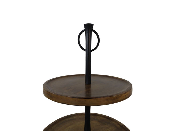 Houten etagere - 30x30x45 - Naturel - Mangohout|aluminium