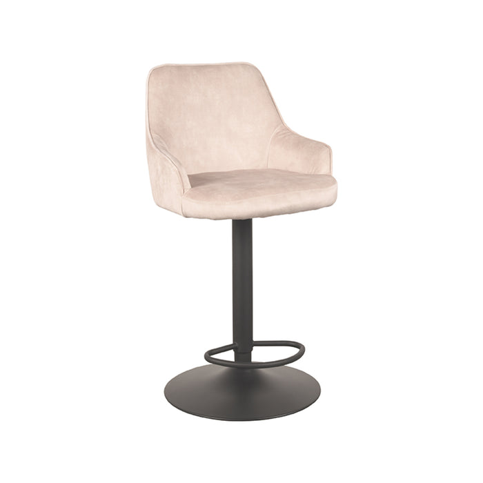 LABEL51 - Barkruk Fender - Naturel Velours - Zwart Metaal