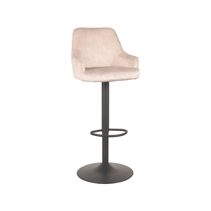 LABEL51 - Barkruk Fender - Naturel Velours - Zwart Metaal