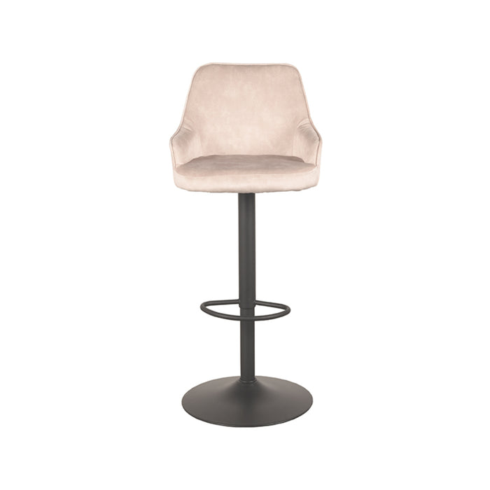 LABEL51 - Barkruk Fender - Naturel Velours - Zwart Metaal