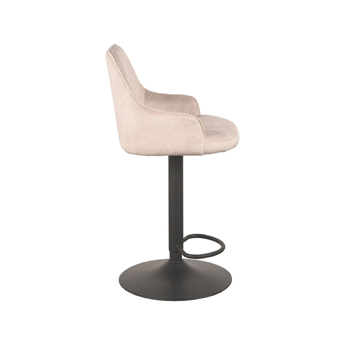 LABEL51 - Barkruk Fender - Naturel Velours - Zwart Metaal