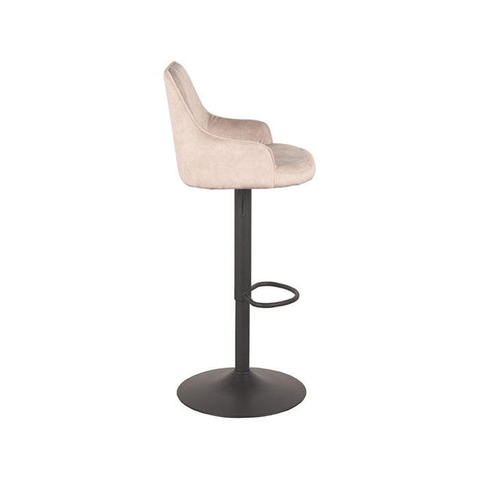 LABEL51 - Barkruk Fender - Naturel Velours - Zwart Metaal