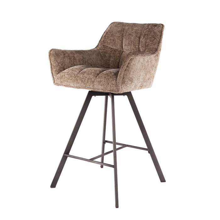 Fraaai Ramon draaibare barstoel - 69 cm - geweven - champagne