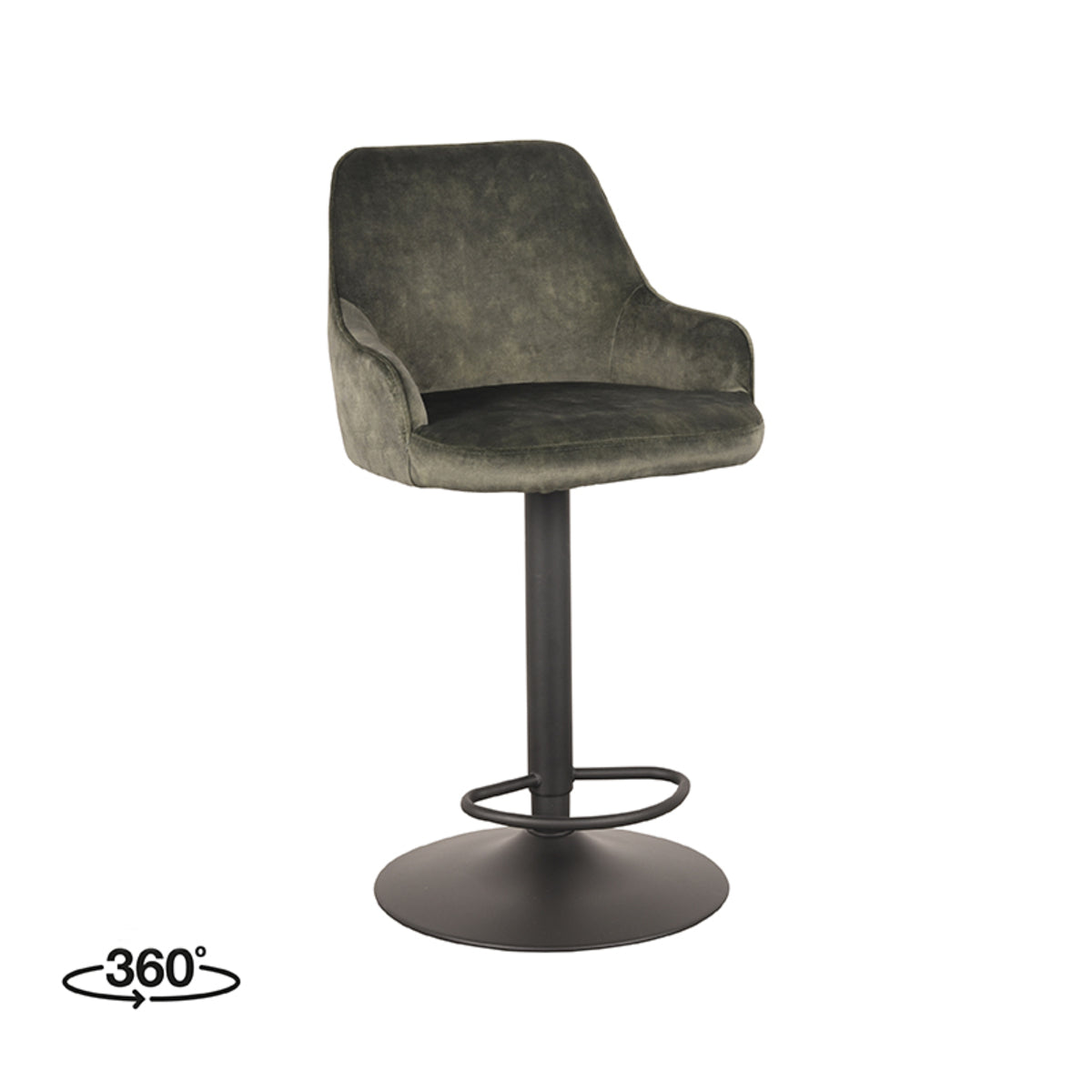 LABEL51 - Barkruk Fender - Hunter Velours - Zwart Metaal