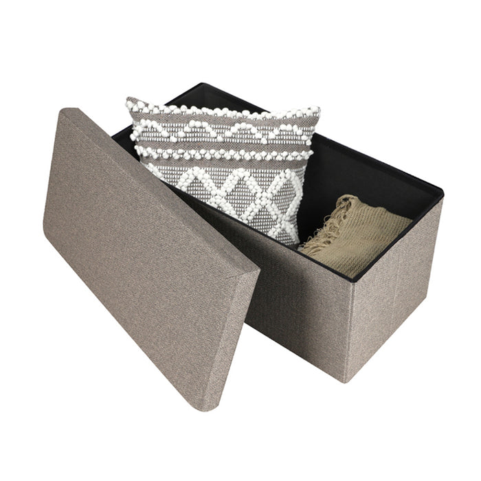 Urban Living poef|hocker|opbergbox - grijs - mdf - 76 x 38 x 38 cm