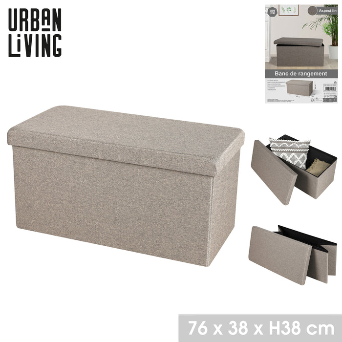 Urban Living poef|hocker|opbergbox - grijs - mdf - 76 x 38 x 38 cm