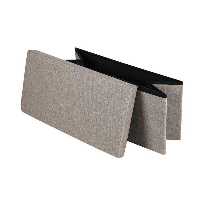 Urban Living poef|hocker|opbergbox - grijs - mdf - 76 x 38 x 38 cm