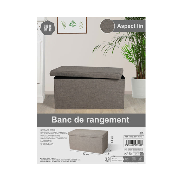 Urban Living poef|hocker|opbergbox - grijs - mdf - 76 x 38 x 38 cm