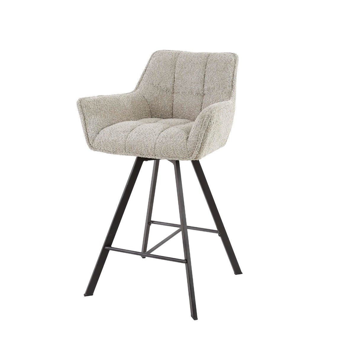 AnLi Style Barstoel raster draaibaar -  bouclé zandkleur - set van 2