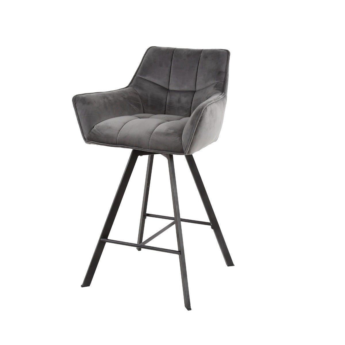 AnLi Style Barstoel raster draaibaar - Antraciet velours - set van 2
