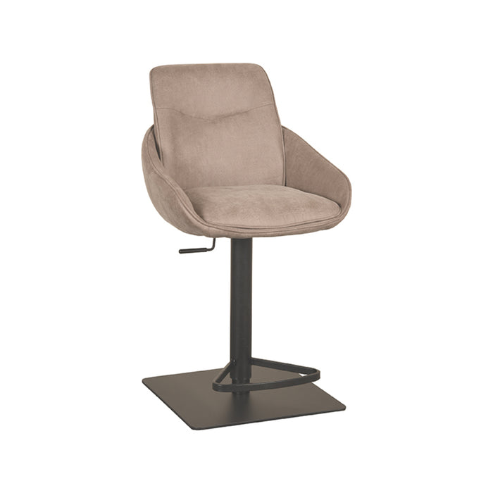 LABEL51 - Barkruk Beauty - Taupe Micro Suede - Zwart Metaal