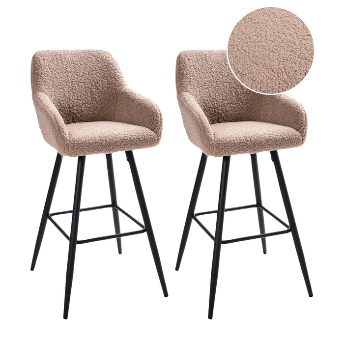 Beliani - CASMALIA - Barkruk set van 2 - Taupe - Bouclé