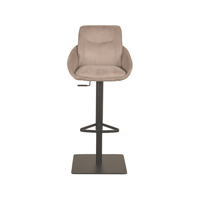LABEL51 - Barkruk Beauty - Taupe Micro Suede - Zwart Metaal
