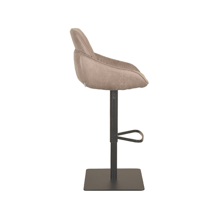LABEL51 - Barkruk Beauty - Taupe Micro Suede - Zwart Metaal