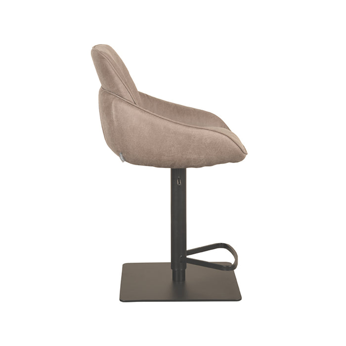 LABEL51 - Barkruk Beauty - Taupe Micro Suede - Zwart Metaal