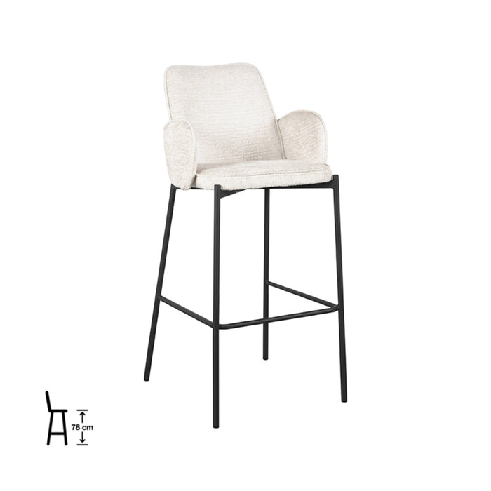 LABEL51 - Barkruk Joni Hoog - Creme Elegance - Zwart Metaal