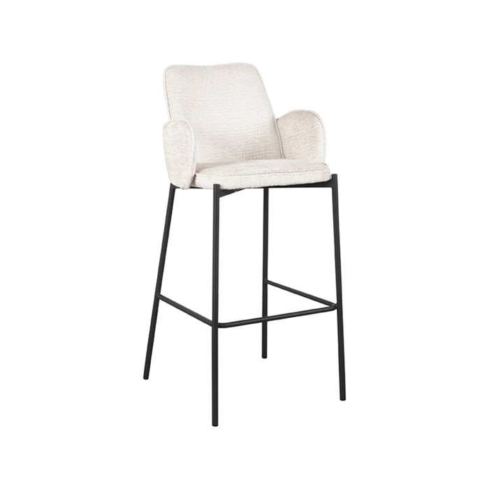 LABEL51 - Barkruk Joni Hoog - Creme Elegance - Zwart Metaal