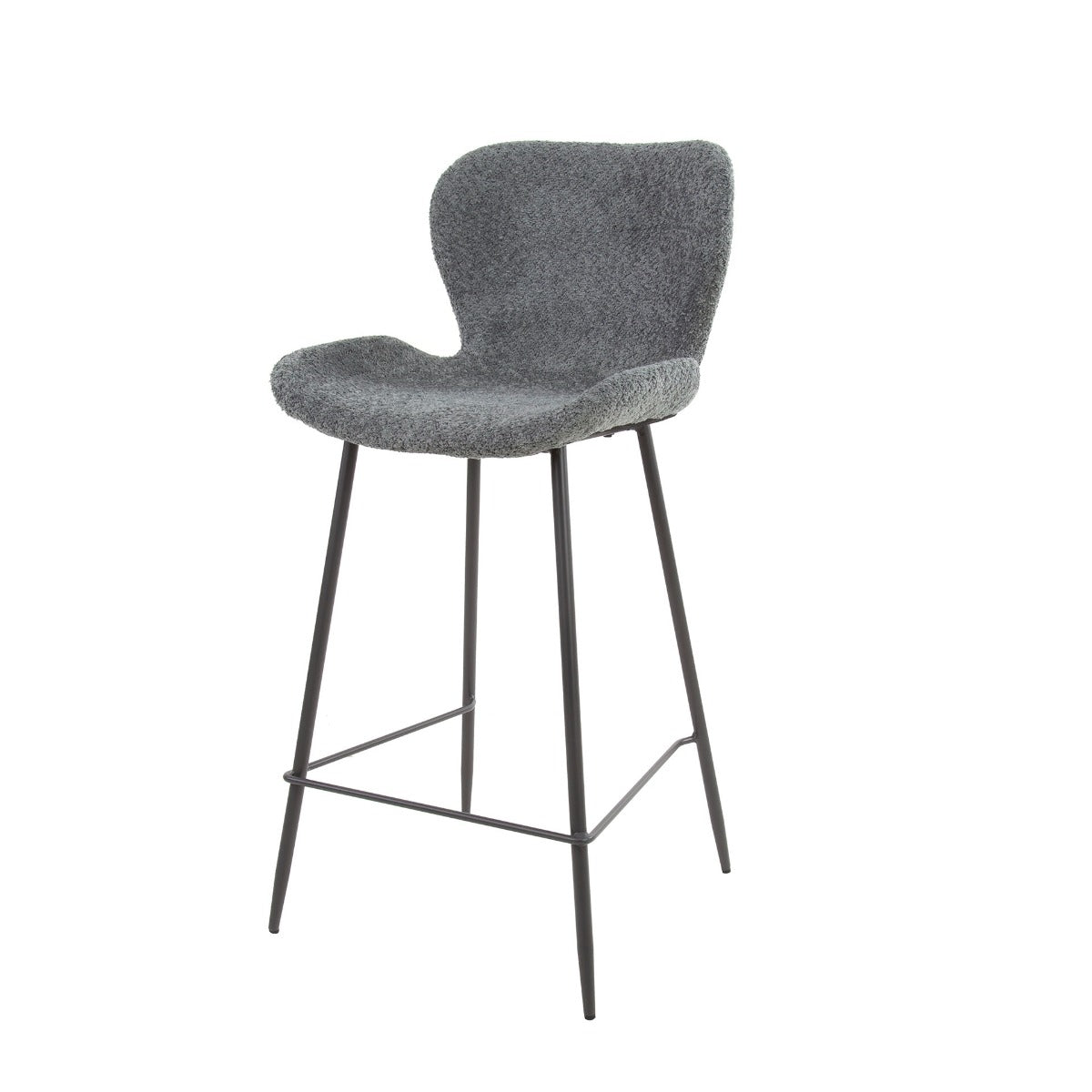 AnLi Style Barstoel ronde buis boucle grijs