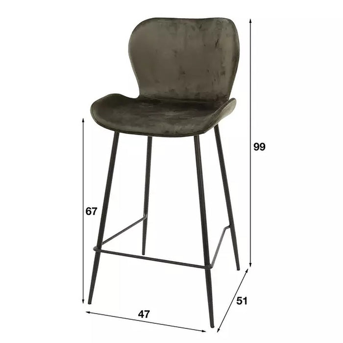 AnLi Style Barstoel velvet ronde buis - Velours antraciet - set van 4