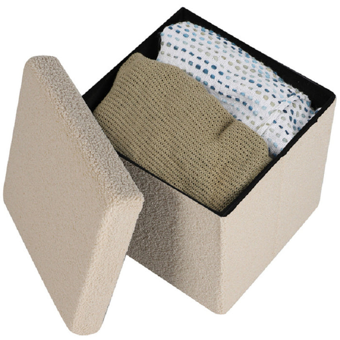 Urban Living poef|hocker|opbergbox - beige - mdf - 38 x 38 cm