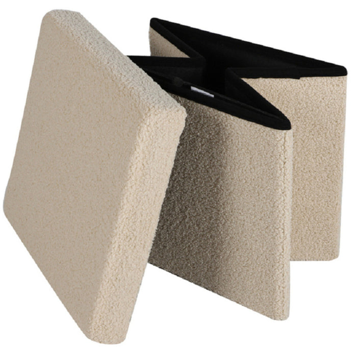 Urban Living poef|hocker|opbergbox - beige - mdf - 38 x 38 cm