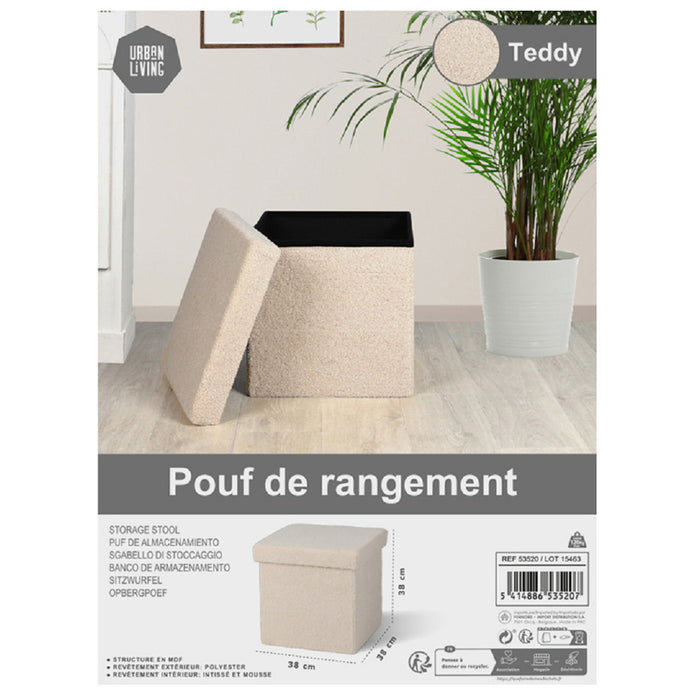 Urban Living poef|hocker|opbergbox - beige - mdf - 38 x 38 cm