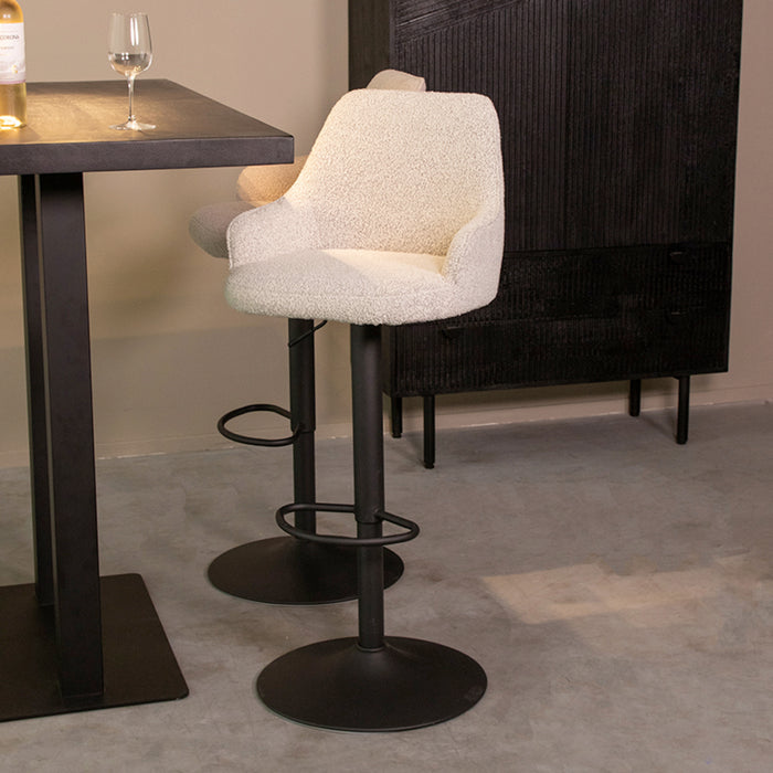 LABEL51 - Barkruk Fender - Champagne Boucle - Zwart Metaal