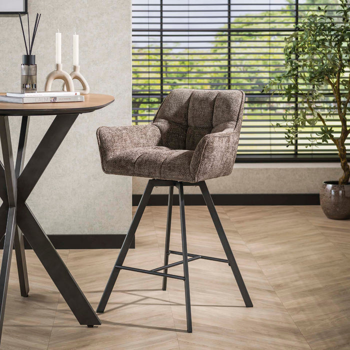Fraaai Ramon draaibare barstoel - 69 cm - geweven - taupe