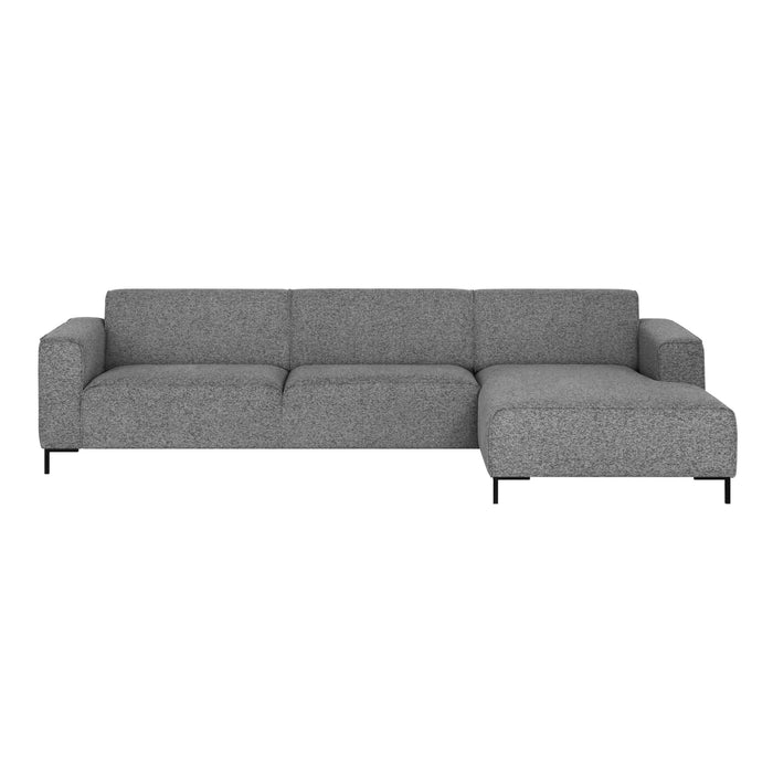 by fonQ Loft Hoekbank met Chaise Longue Rechts - Chenille Melange - Steengrijs