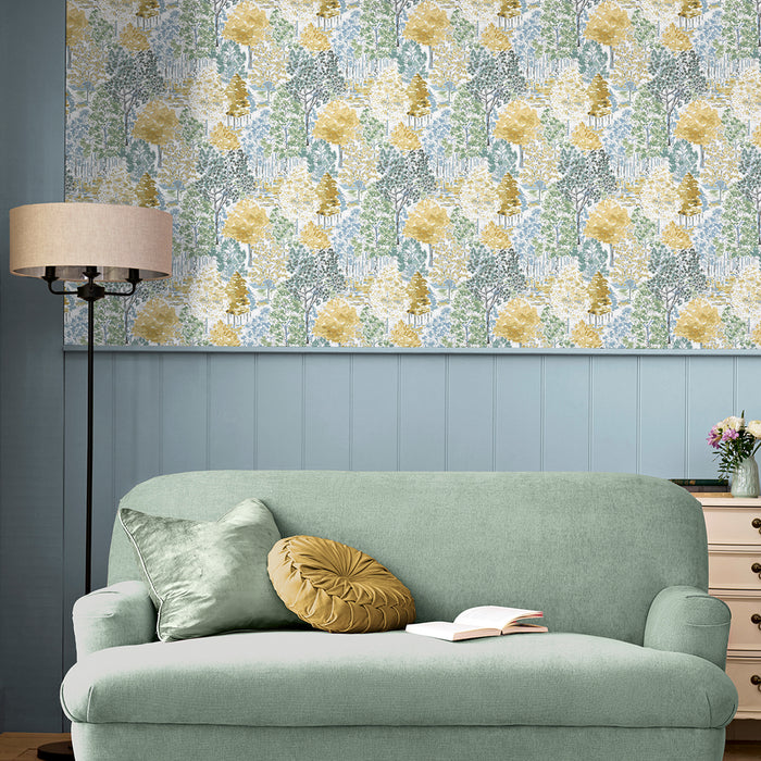 Laura Ashley - Vliesbehang - Bernwood geel