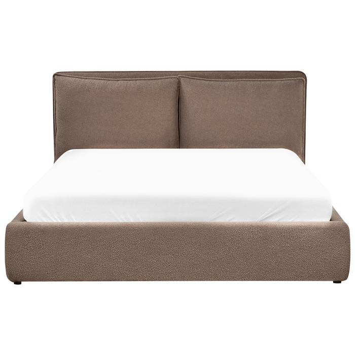 Beliani-BAJONNA-Bed met opbergruimte-Taupe-160 x 200 cm-Bouclé