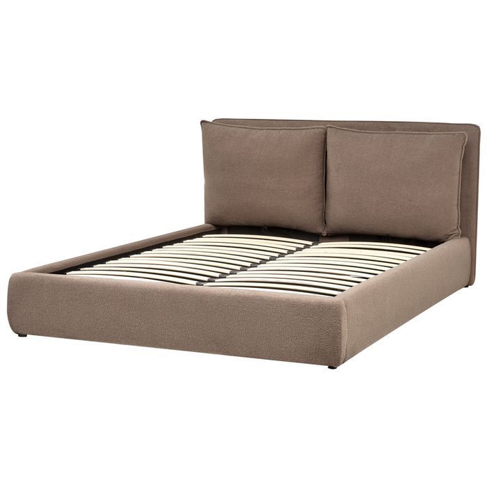 Beliani-BAJONNA-Bed met opbergruimte-Taupe-160 x 200 cm-Bouclé
