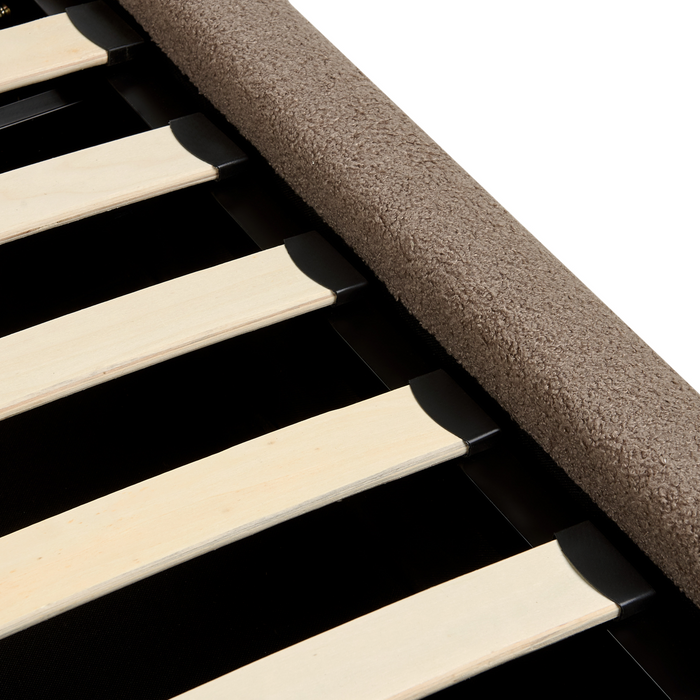 Beliani-BAJONNA-Bed met opbergruimte-Taupe-160 x 200 cm-Bouclé