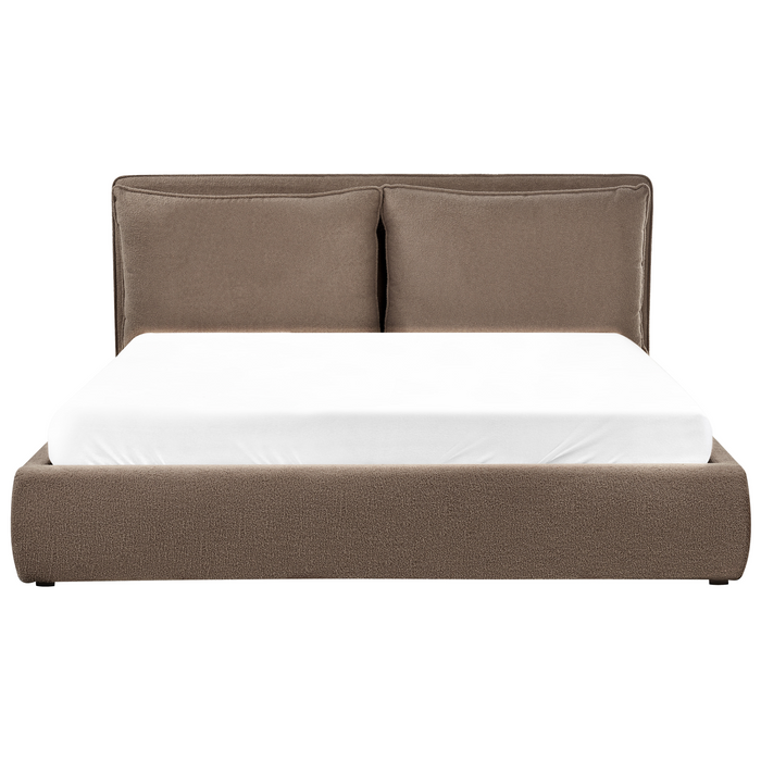 Beliani-BAJONNA-Bed met opbergruimte-Taupe-180 x 200 cm-Bouclé