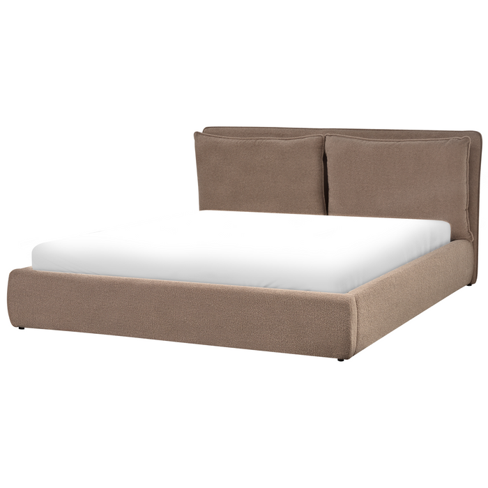 Beliani-BAJONNA-Bed met opbergruimte-Taupe-180 x 200 cm-Bouclé