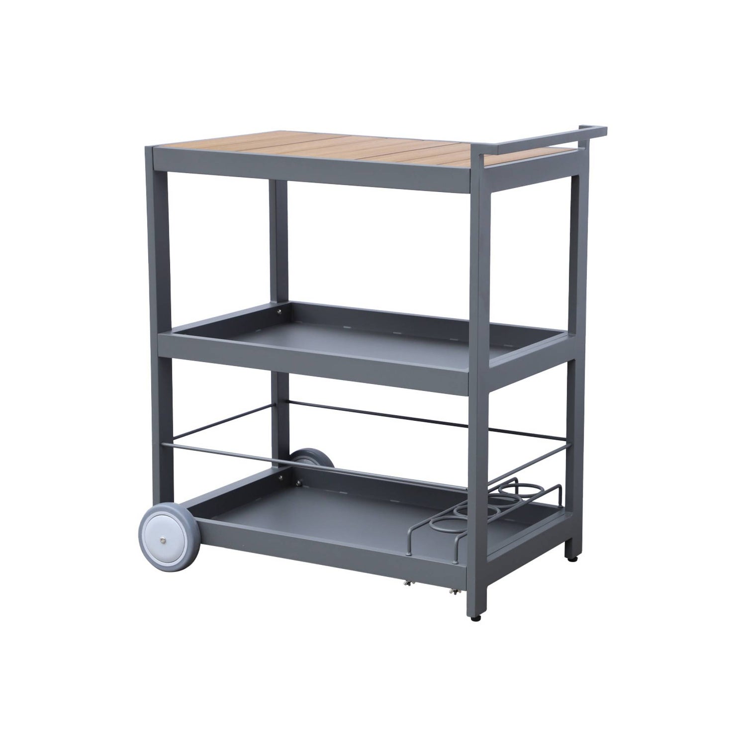 sweeek - Bijzettafel voor buiten, 84 cm van aluminium met wielen en