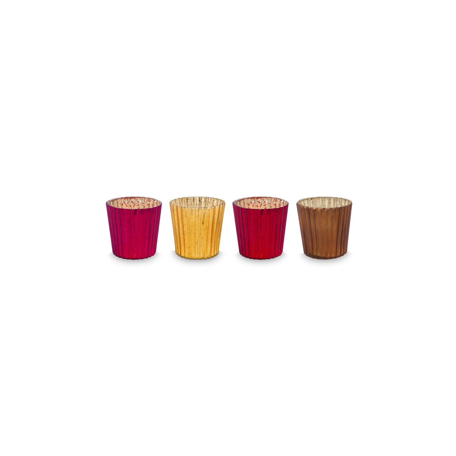 Pip Studio Waxinelichthouders Set van 4 - van Glas - Rood - 7x7cm