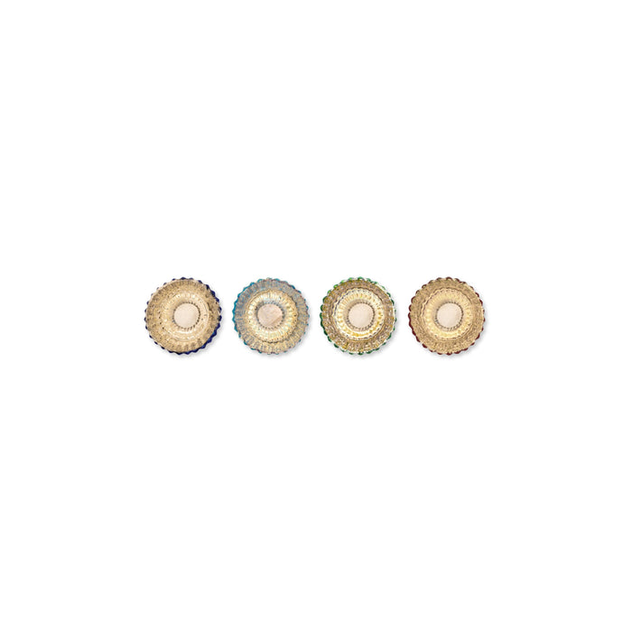 Pip Studio Waxinelichthouders Set van 4 - van Glas - Blauw - 7x7cm