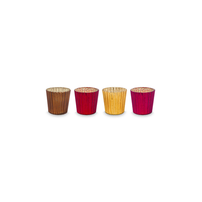 Pip Studio Waxinelichthouders Set van 4 - van Glas - Rood - 7x7cm