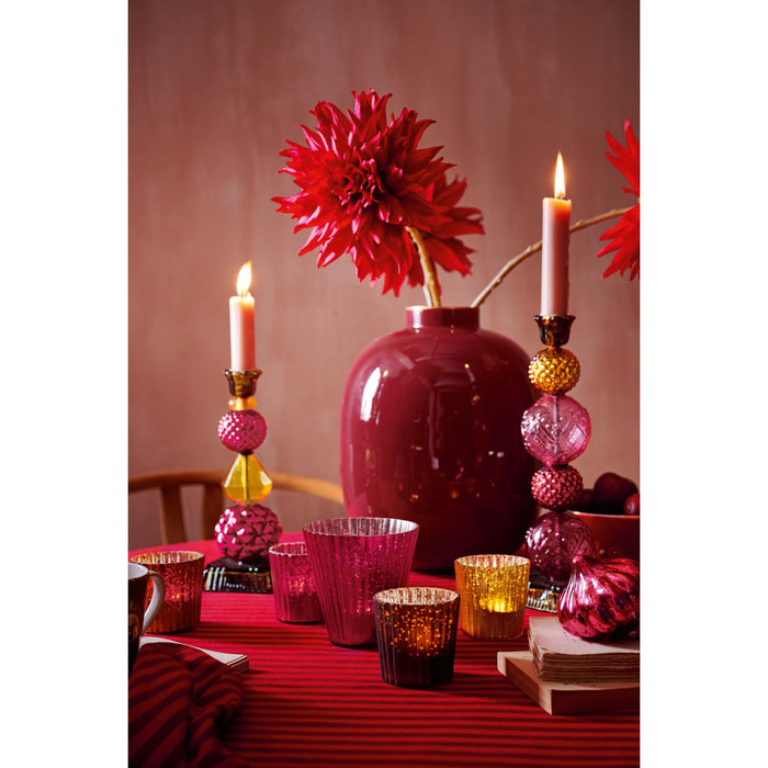 Pip Studio Waxinelichthouders Set van 3 - van Glas - Rood - 10x10.5cm