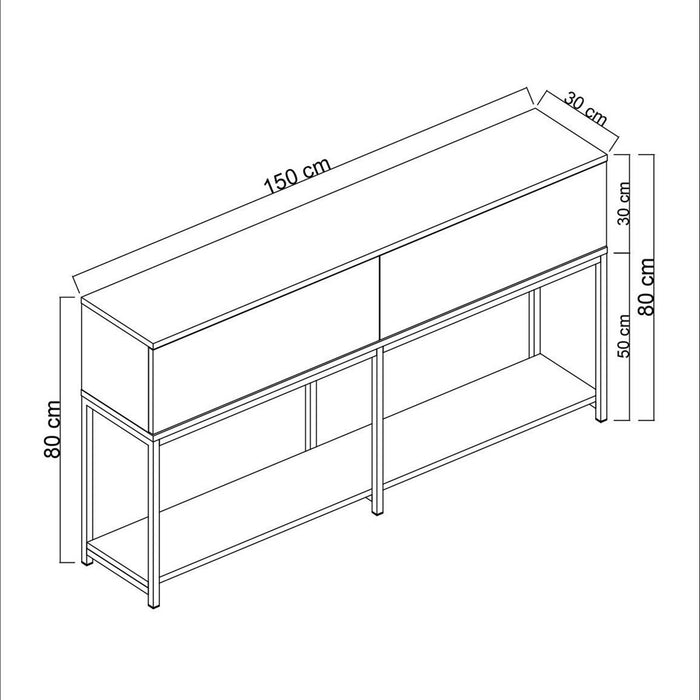 Calicosy - Consoletafel LORD - B150 cm - Wit| Zwart
