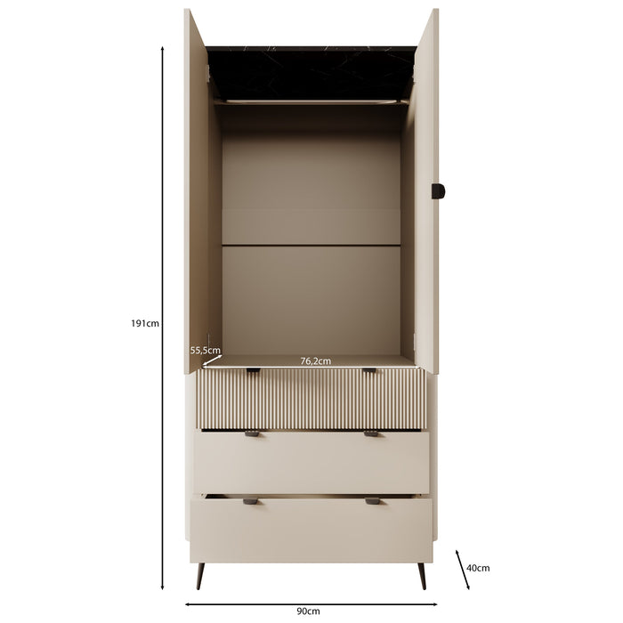 Meubella - Kledingkast Mace - Beige - 90 cm
