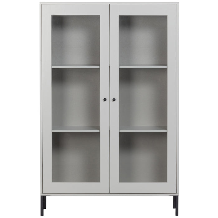 WOOOD Xam Vitrinekast - Grenen - Wolkengrijs - 155x100x40