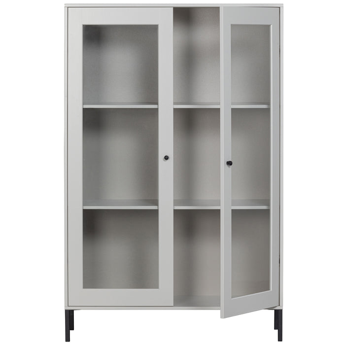 WOOOD Xam Vitrinekast - Grenen - Wolkengrijs - 155x100x40