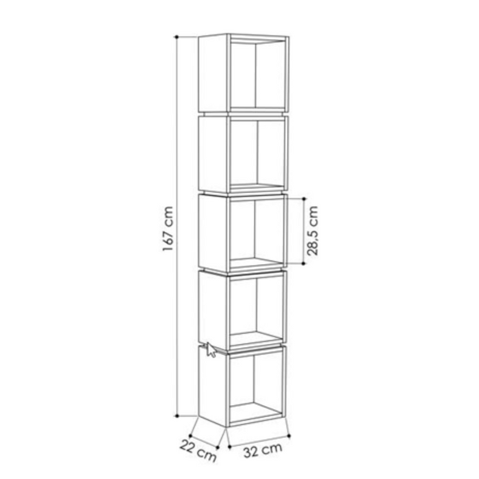 Calicosy - Boekenkast LOFTY - H167 cm - Grijs