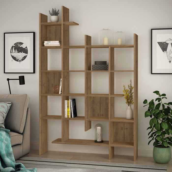 Calicosy - Boekenkast met 18 planken MANCO - H188 cm - Houtlook