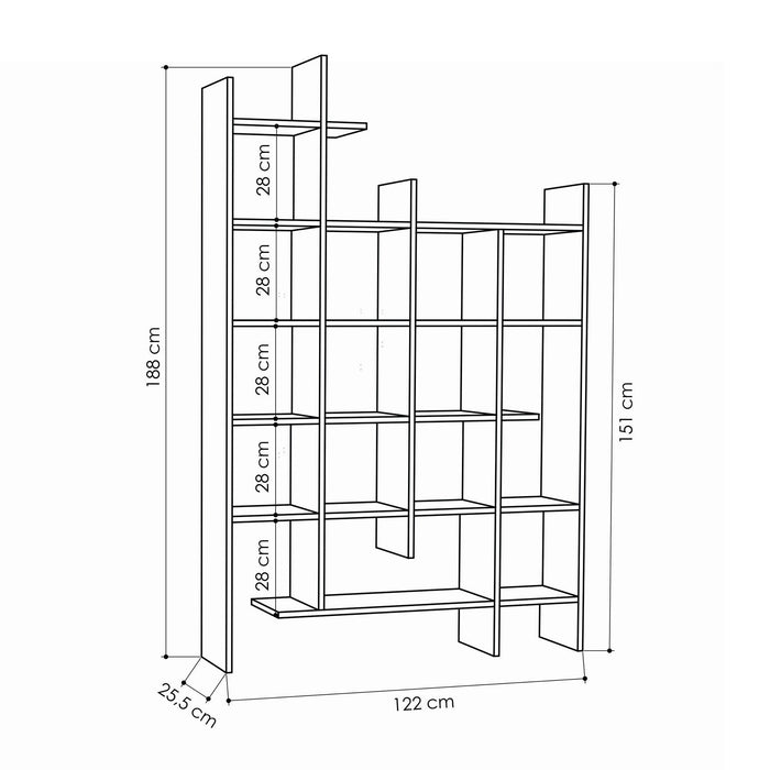 Calicosy - Boekenkast met 18 planken MANCO - H188 cm - Marmereffect