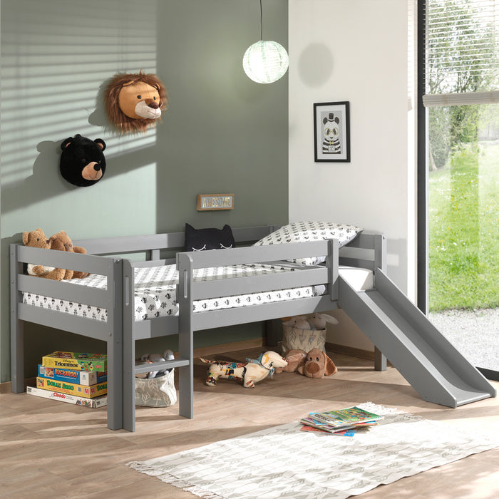 Vipack Pino Halfhoogslaper met Glijbaan 90 x 200 cm - Grijs